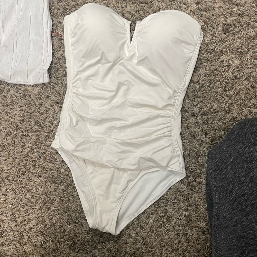 Tommy Bahama White Strapless One Piece Swimsuit